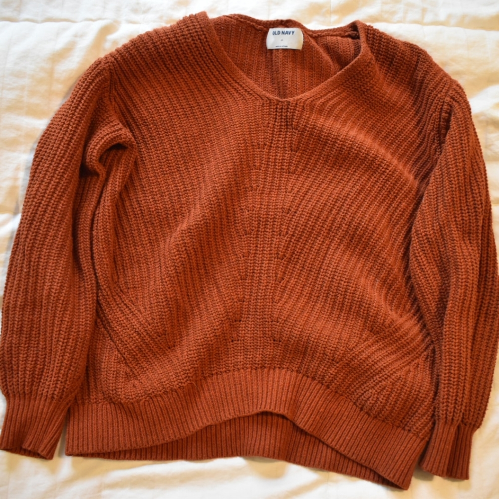 Balloon Sleeve Rust Sweater